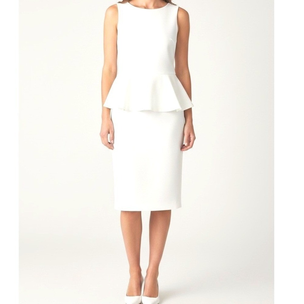 Alice + Olivia Ponte Peplum "Victoria"‎ White Dress Size 6